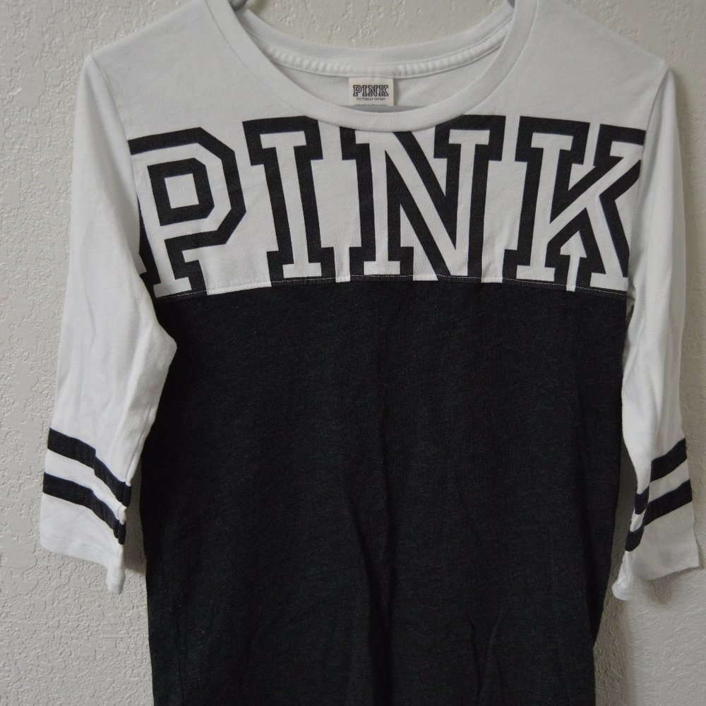 Pink Brand Black and White Logo 3/4 sleeve